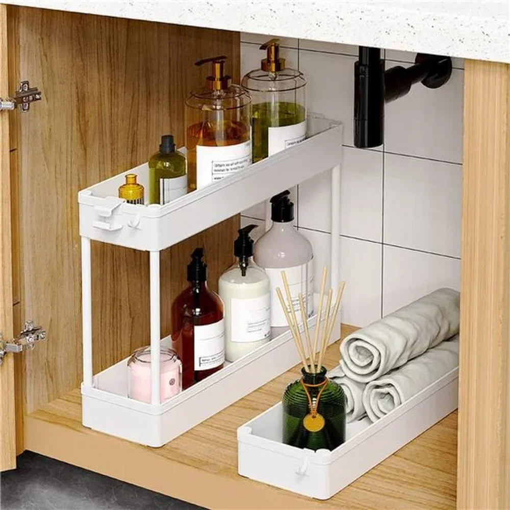 Slim Rolling Storage Cart, Laundry Room Organization, 3 Tier (White)